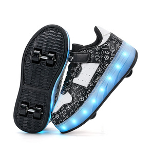 Chaussures à roulettes LED pour enfants, 4 roues amovibles, baskets lumineuses à roulettes, pour garçons et filles, <span class=keywords><strong>glisseurs</strong></span> de rue, taille 29-40 - Product Image 3
