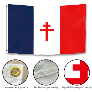 Drapeau français 1940-1944, 90x150cm, bannière commémorative historique, œillets en laiton, 100% polyester, double couture, couleurs vives - Product Image 2