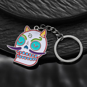 Caliente México Calavera esmalte llaveros logotipo personalizado llaveros al por mayor Anime dibujos animados 3D llavero Metal PARA EL Día de los muertos - Product Image 1