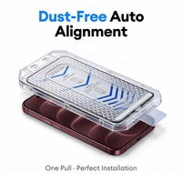 Protections d'écran en verre trempé anti-poussière à alignement automatique avec support sans poussière pour iPhone 18 17 16 15 14 13 Pro Max Plus Air