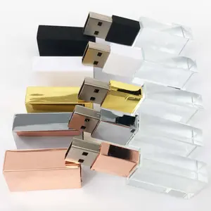 Luxury Glass USB Stick 2.0 3.0 USB Flash Disk Memory 16GB 32GB 64GB Pendrive Custom Logo Crystal USB Flash Drive