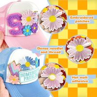 Usine personnalisé mignon 7 Styles fleur fer sur chapeau patchs de broderie coloré découpé au Laser décoration patchs pour vêtements chapeau de camionneur