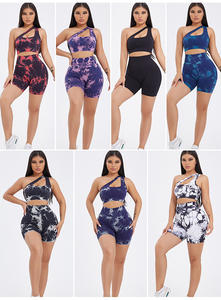 नए आगमन टाई डाई सहज खेल ब्रा उच्च कमर शॉर्ट्स स्क्रैच बट लेगिंग 3 पीसी सूट त्वरित सुखाने योग सेट - Product Image 5