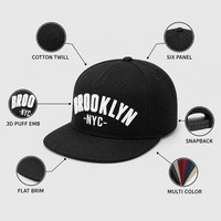 Topi Baseball Snapback Flat Brim 5 Panel Katun Twill Dapat Disesuaikan untuk Streetwear Outdoor Custom Grosir