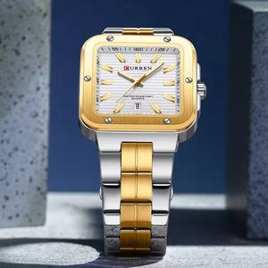 Montre à quartz pour homme en acier inoxydable et alliage, cadran carré, étanche 3 ATM, sport, mode, affaires, calendrier, aiguilles lumineuses - Product Image 2