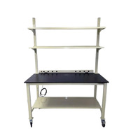 Banc de travail de laboratoire avec armoires en acier/bois, table de travail, mobilier de laboratoire, bancs de travail de laboratoire