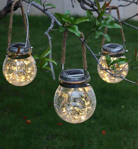 2023 il più nuovo barattolo di vetro appeso coperchio in plastica a luce solare con batteria bellissime crepe sulla <span class=keywords><strong>bottiglia</strong></span> per esterno - Product Image 4