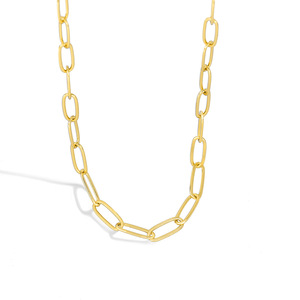 Dainty Trendy 18K Gold Plated Claw Setting Paper Clip Chain Brass Link <b>Statement</b> Layered <b>Necklace</b> Women's Party Gift Custom Logo - Product Image 5