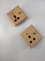 Interrupteur à bascule en bois de noyer et laiton, élégant et vintage, norme britannique 86, double prise murale universelle à 3 broches, 16A 250V, pour hôtel