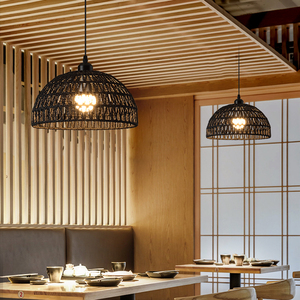 Bamboo Lantern Pendant Lamp Natural Rattan LED Hand-Woven Lighting Fixture Hanging <b>Light</b> Home Restaurant Living Room Chandeliers - Product Image 4