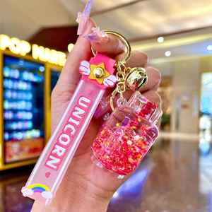 Cartoon Liquid Oil Acrylic Little Girl Key Chain Quicksand Acrylic Keychain Liquid <b>Floating</b> Bottle Little Girl Key Chain - Product Image 5