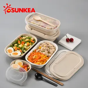 Caixa de embalagem de polpa biodegradável compostável para saladas