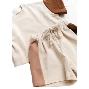 Nueva moda chica traje Color bloque conjunto manga corta Camiseta pantalones cortos verano niño Jogger conjunto