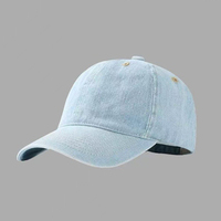 Casquette de baseball unisexe en denim délavé vierge à 6 panneaux, visière courbée, structure souple, ajustée, pour le printemps et l'été, idéale pour les voyages, vente en gros