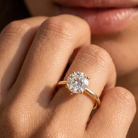 Bague en argent 925 RINNTIN SMOR46 avec moissanite pour femme, 6,5 mm, 8 mm, 1 carat, 2 carats, coupe ronde, couleur D, VVS, quatre griffes