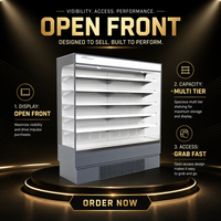 Vitrine réfrigérée ouverte multi-niveaux pour supermarché, équipement de réfrigération commercial, monotempérature, double rideau d'air