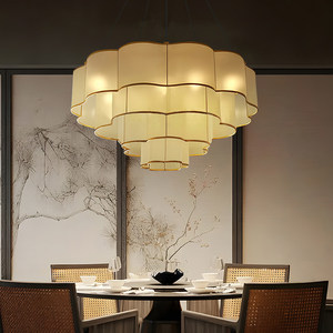 Lustre de style chinois, diamètre 80 cm, éclairage en tissu doré pour salle à manger, décoration de la maison - Product Image 3