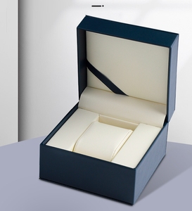 New Luxury Dark <b>Blue</b> PU Leather Watch <b>Box</b> Single Watch <b>Storage</b> Case High Quality Square Dustproof Watch <b>Box</b> with Soft Lining - Product Image 2