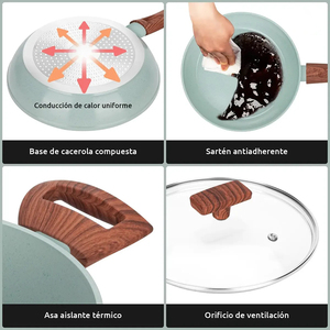 Juego de Ollas y Sartenes de Cerámica Moderna con Revestimiento de Mármol, 6 Piezas, Tapas de Vidrio, Asas de Baquelita, Antiadherente, de Aluminio, Compatible con Inducción - Product Image 3