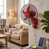 Ventilateur mural 16'' 12V, ventilateur mural de plafond à énergie solaire, ventilateur mural de refroidissement d'air avec télécommande, ventilateur mural rechargeable
