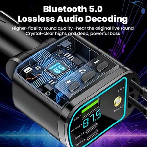 شاحن سيارة <span class=keywords><strong>USB</strong></span>/Type C مع كابل Type C قابل للتمديد وشاشة رقمية وشاحن سيارة بتقنية البلوتوث لشحن هواتف سامسونج المحمولة - Product Image 5