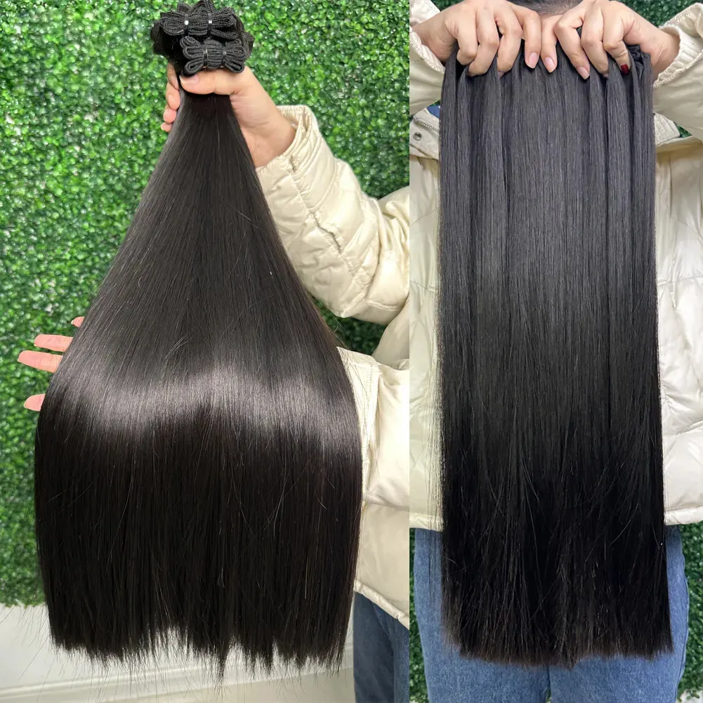 Onbewerkte Vietnam Maagdelijke Cuticula Intacte Haarbundelverkopers Bulk Dubbel Getrokken Inslag Ruwe Indiase Tempel Human Hair Extensions