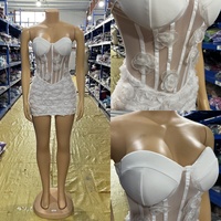 En stock CY901492 Robe mini sexy pour femme, motif floral, coupe ajustée, tenue de vacances, fournisseur en gros