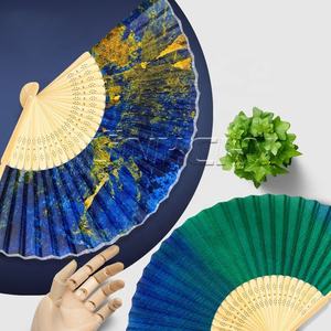 Custom <b>Large</b> Abanico Folding Hand <b>Fan</b> with Bamboo Handle Painted Technique Personalized Print - Product Image 2