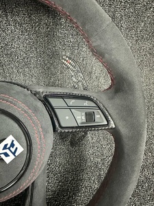 Volant de voiture pour Audi, volant en cuir et fibre de carbone, palettes de changement de vitesse, bouton R8, Q2, Q3, Q4, Q5, Q7, Q8, A4, C8, A6, A7, 2020, <span class=keywords><strong>2021</strong></span> - Product Image 3