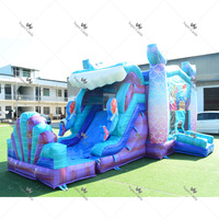 Château gonflable sirène avec toboggan, château de saut gonflable d'extérieur, combo gonflable pour location événementielle