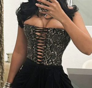 Viviblook Z0121TP02 Nuevo Top Corsé con Cordones y Estampado Digital para Mujer, Top Sexy con Cintura Ajustada para Mujer - Product Image 2