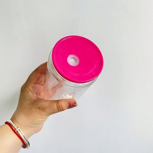 BPA Free Safe Eco-friendly Plastic Colorful Replacement Lids for 12oz 15oz <b>Double</b> <b>Wall</b> Snow Globe Glass Can - Product Image 3