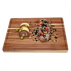 Tabla de cortar rectangular de madera de acacia hecha a mano con mango para cuchillo, 2 cm de grosor, accesorios de cocina sostenibles, aptos para lavavajillas, BS - Product Image 6