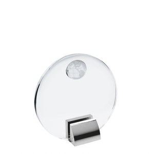 Targa in vetro da 120 mm con design a globo inciso per esposizione - Product Image 1