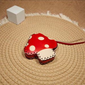 Handmade Top Grain Cow Leather Cartoon Mushroom Coin <b>Purse</b> Portable Genuine Leather Key Holder <b>Small</b> Storage Wallet - Product Image 2