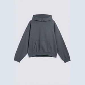 เสื้อฮู้ดโอเวอร์ไซส์สีเทา ผ้าเทอร์รี่บุขนด้านใน แบบถัก มีโลโก้สั่งทำได้ สไตล์สตรีทแวร์ สำหรับฤดูใบไม้ร่วง - Product Image 1