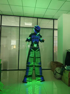 Promoción barata Navidad Halloween fiesta rendimiento disfraces alta calidad adulto Led luces luminiscente Robot traje - Product Image 3
