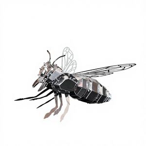 Kuangmo Modèle d'assemblage de jouet DIY en acier inoxydable entièrement métallique, <span class=keywords><strong>puzzle</strong></span> stéréoscopique 3D sans colle, Hornet, moins de 50 pièces - Product Image 1