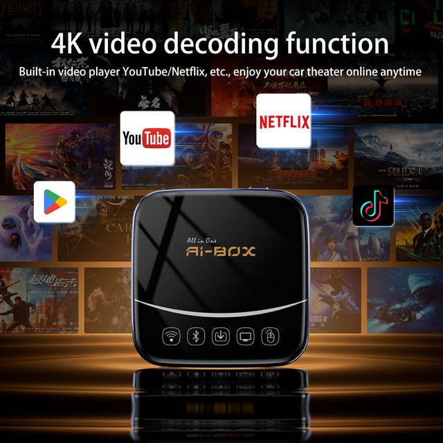 Keykeer CarPlay AI Box Adapter with Android Auto Dual-Band Wi-Fi Bluetooth USB Model BY961S for YouTube Netflix IPTV