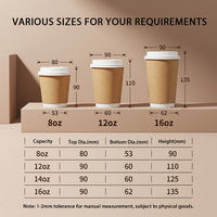 Gobelets à café en papier kraft brun jetables avec logo personnalisé 4/7/8/9/10/12/16/20oz, gobelets en papier à paroi simple pour boissons chaudes