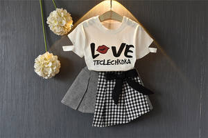 ตลาดขายส่งเสื้อผ้าเด็กผู้หญิงชุดฤดูร้อนสวยงามลายตัวอักษร ชุดเซ็ต 2 ชิ้น - Product Image 3