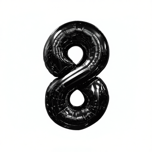 Globos de Fiesta con Número, Color Negro N8, 100 cm, Bolsa de 12 Unidades - Product Image 1