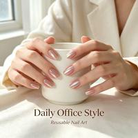 Ongles en acrylique de style français à coller avec colle pour les doigts - Design fait main