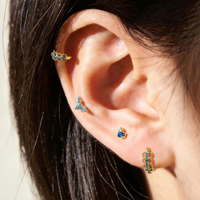 Perhiasan Tindik Labret Titanium ASTM F136 CZ Marquise Flower Drop Dangle Cluster untuk Telinga, Tulang Rawan, Helix, dan Conch