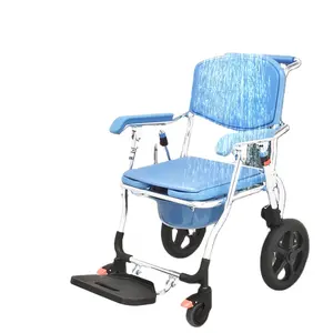 Hot sale transfer commode adjustable bath chair manual wheelchair with toilet for elderly and disabled
