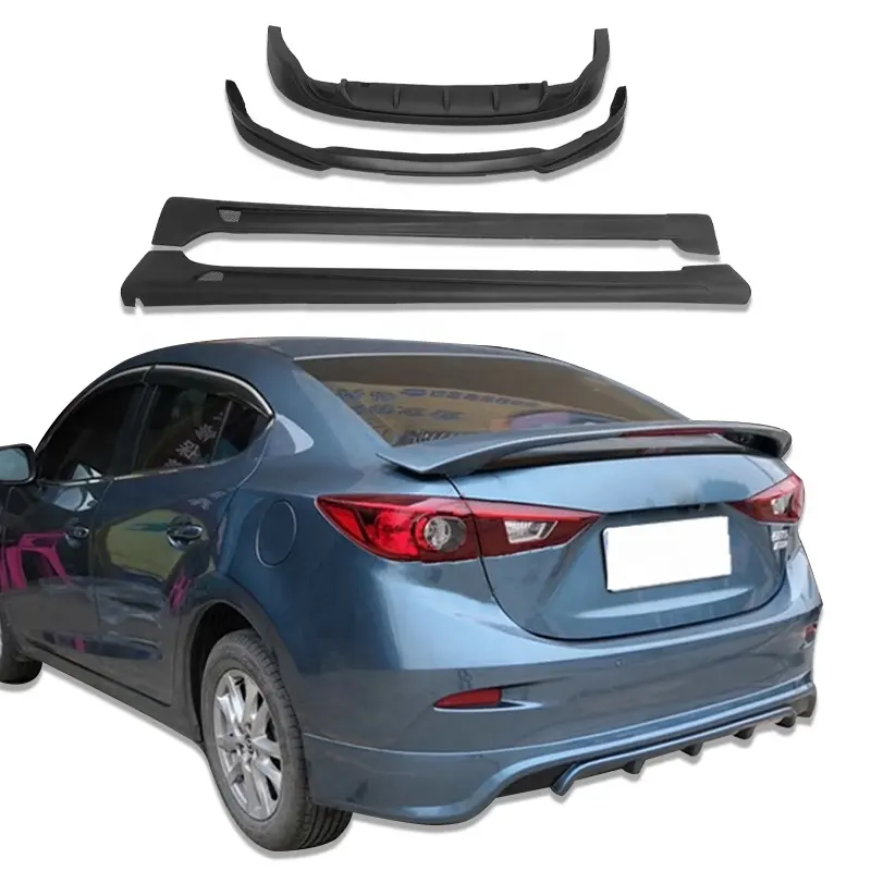 Car Accessories Body Kit For mazda 3 axela sedan 2014-2016 Conversion One Piece Front Rear Diffuser Lip Side Skirts ABS Material