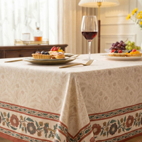 Nappe carrée Ychon élégante et durable en polyester lavable, motif floral vintage, idéale pour mariages, fêtes, banquets et dîners