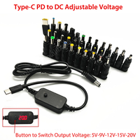 Kabel Adaptor Daya Pengisian Cepat USB-C 5V 9V 12V 15V 20V Tegangan Dapat Diatur Layar Digital Modem ONU Router Notebook PD Decoy