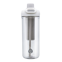 Bouteille d'eau en plastique avec infuseur de fruits et filtre, design minimaliste, type à pression, échantillon gratuit