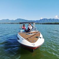 Barco de Fibra de Vidrio de Alta Velocidad Leisure Hull en Venta, 7.3m 24 pies, Lancha Rápida, Barco de Pesca Familiar, Yate de Lujo con Cabina, Color Rojo y Blanco